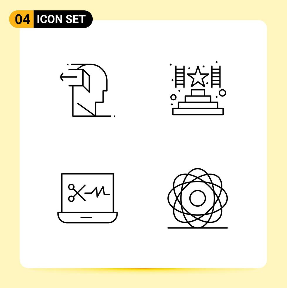 4 Creative Icons Modern Signs and Symbols of door audio editing software out success atom Editable Vector Design Elements