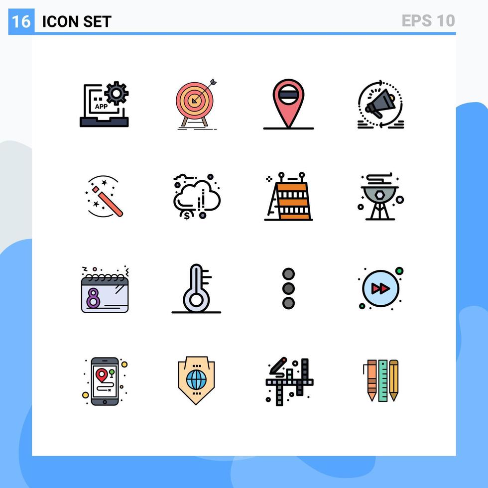 16 iconos creativos signos y símbolos modernos de solución altavoz anuncio de éxito marketing elementos de diseño de vectores creativos editables