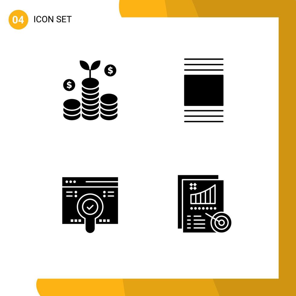 Set of 4 Modern UI Icons Symbols Signs for business pack cover web metrics Editable Vector Design Elements