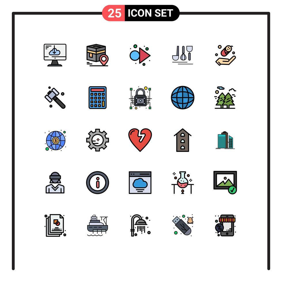Modern Set of 25 Filled line Flat Colors and symbols such as child service map hotel right Editable Vector Design Elements