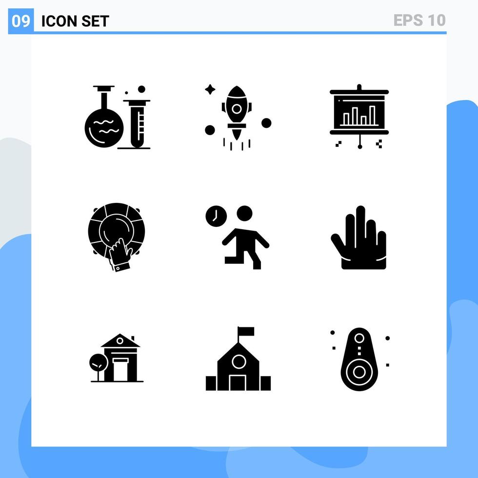 9 Thematic Vector Solid Glyphs and Editable Symbols of fast lifebuoy bar insurance guard Editable Vector Design Elements