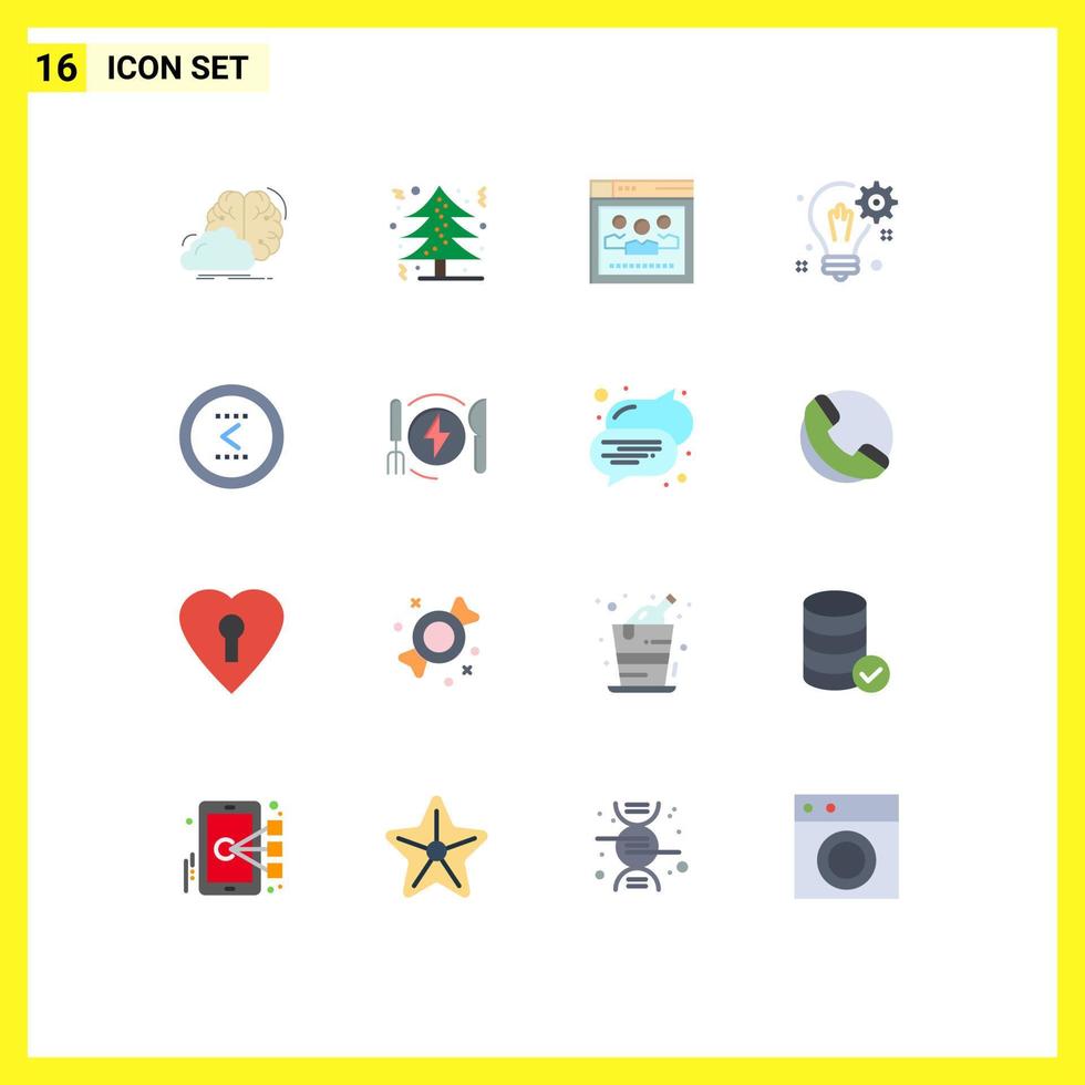 Universal Icon Symbols Group of 16 Modern Flat Colors of setting solution tree idea education Editable Pack of Creative Vector Design Elements