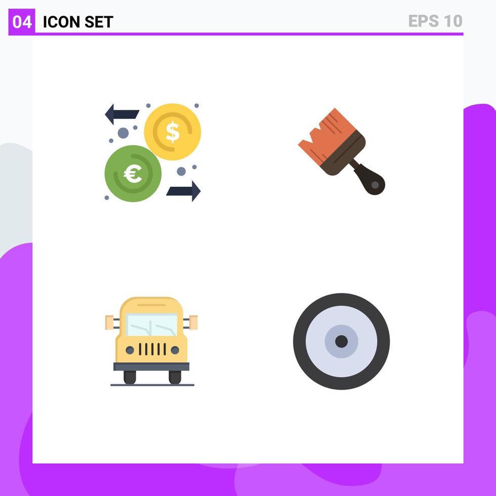 4 Flat Icon concept for Websites Mobile and Apps dollar van transfer construction education Editable Vector Design Elements