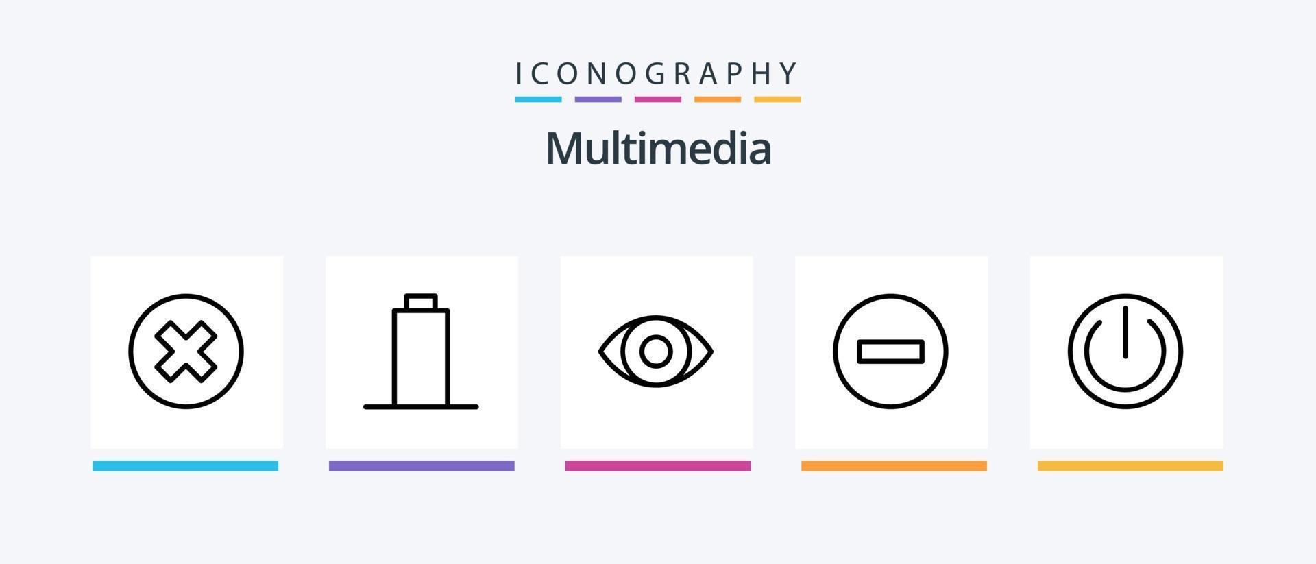 paquete de iconos de línea multimedia 5 que incluye . multimedia. advertencia. diseño de iconos creativos vector