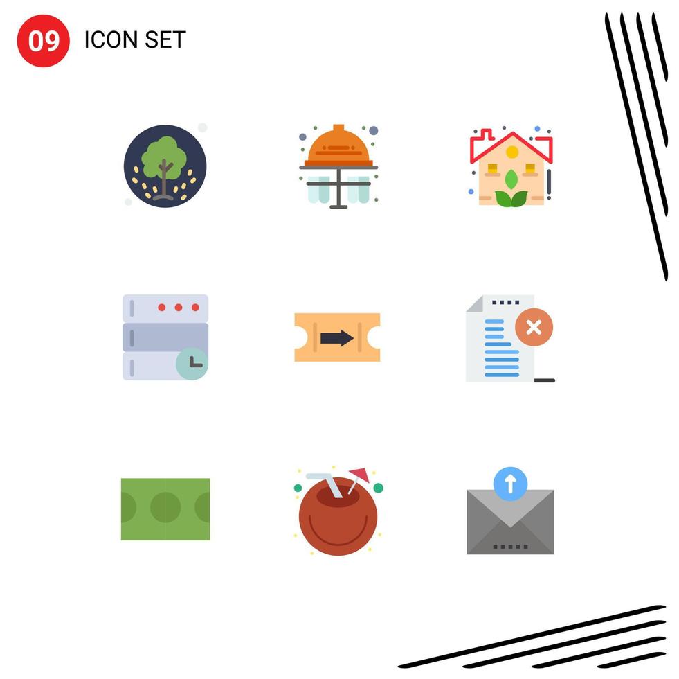 User Interface Pack of 9 Basic Flat Colors of arrow time hard hat server real Editable Vector Design Elements