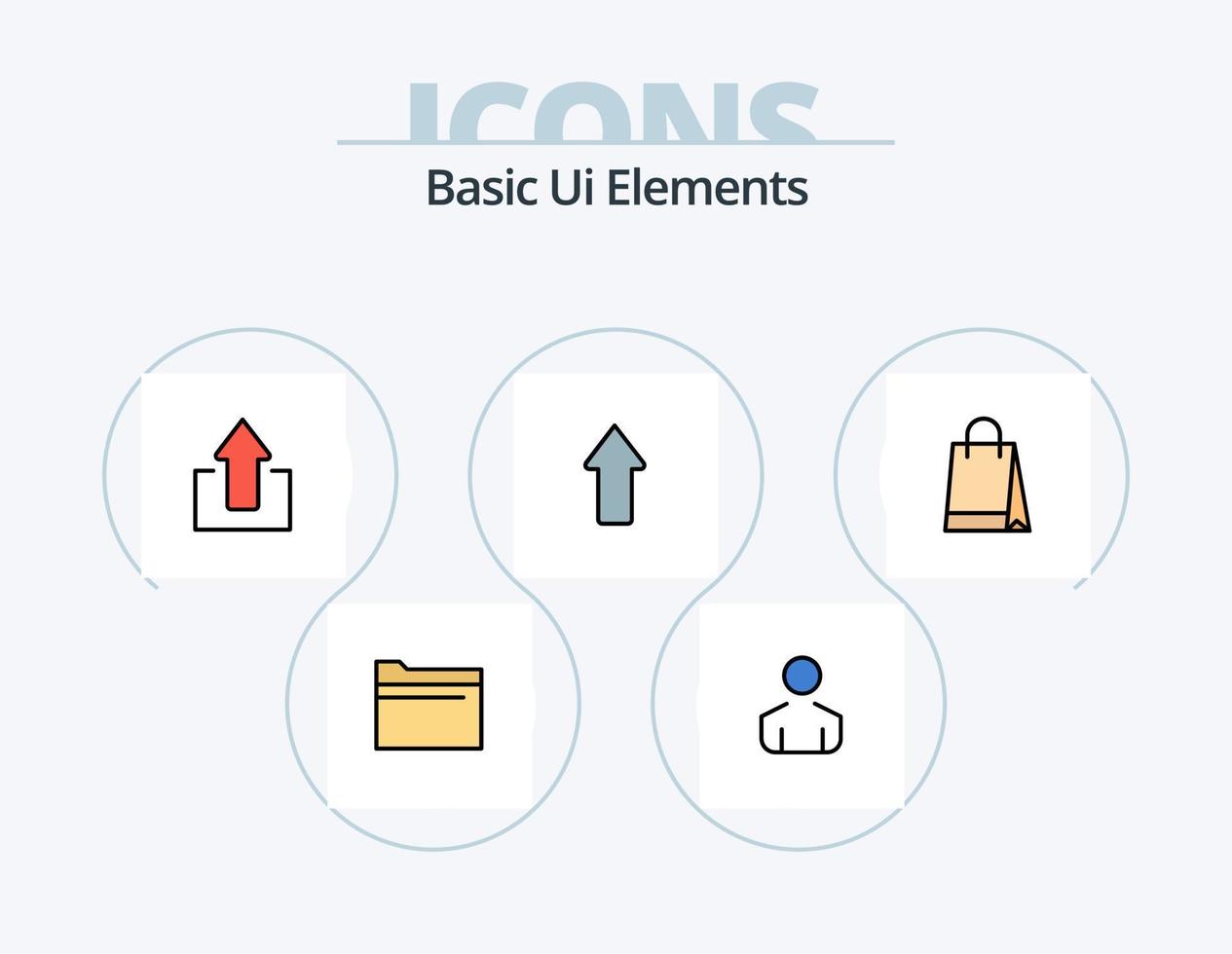 elementos básicos de la interfaz de usuario línea llena de iconos paquete 5 diseño de iconos. abajo. informe. carpeta. datos. archivo vector