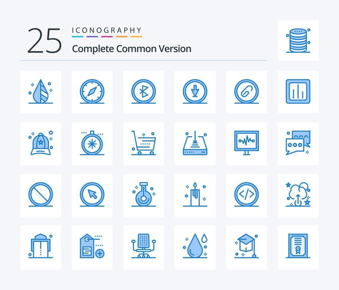 Complete Common Version 25 Blue Color icon pack including navigation. direction. navigation. arrow. network vector