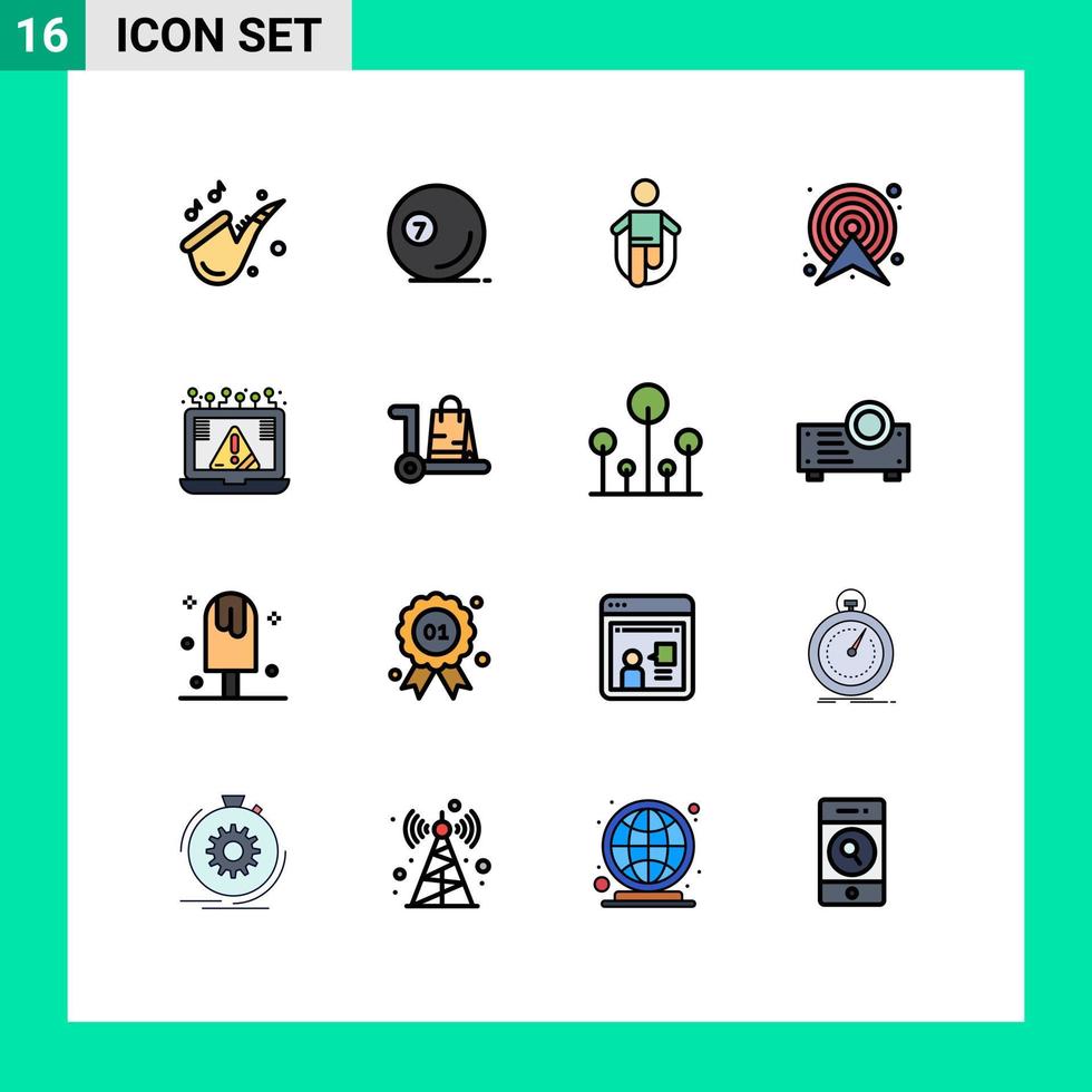 paquete de iconos de vectores de stock de 16 signos y símbolos de línea para elementos de diseño de vectores creativos editables de cuerda de flecha de bola de destino de mapa