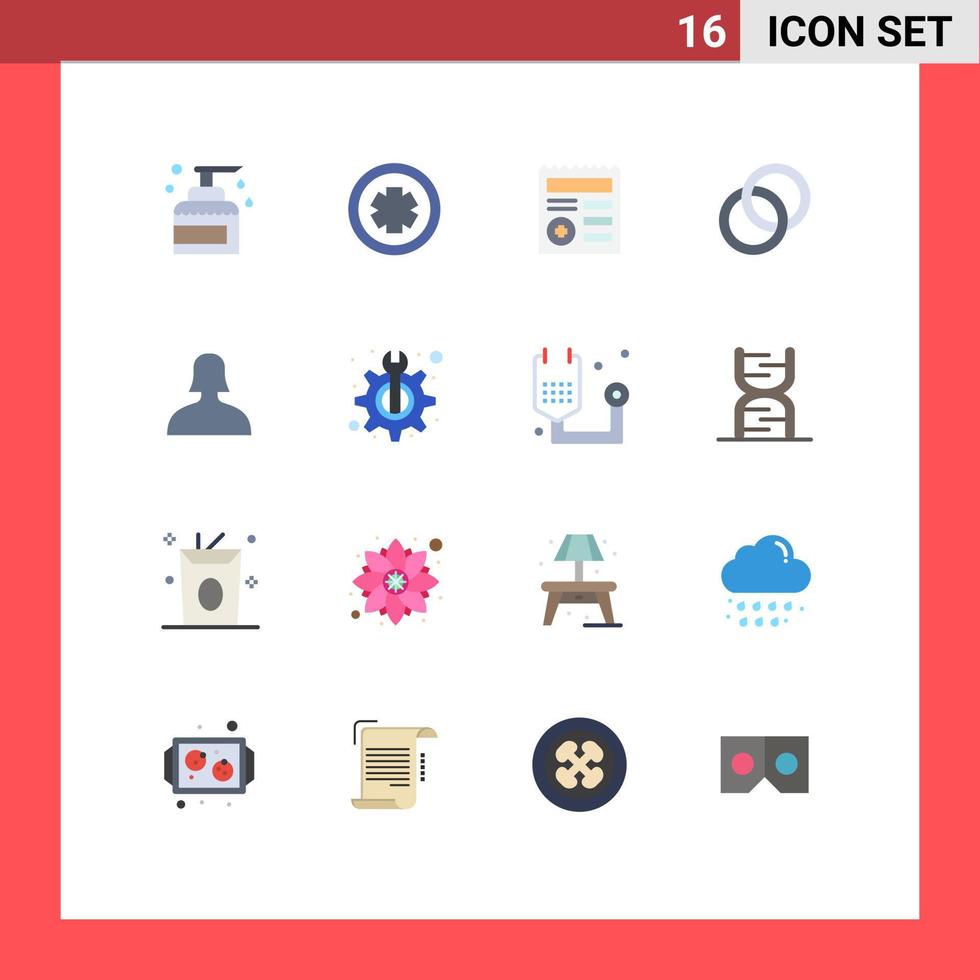 Set of 16 Modern UI Icons Symbols Signs for avatar couple test wedding medical Editable Pack of Creative Vector Design Elements