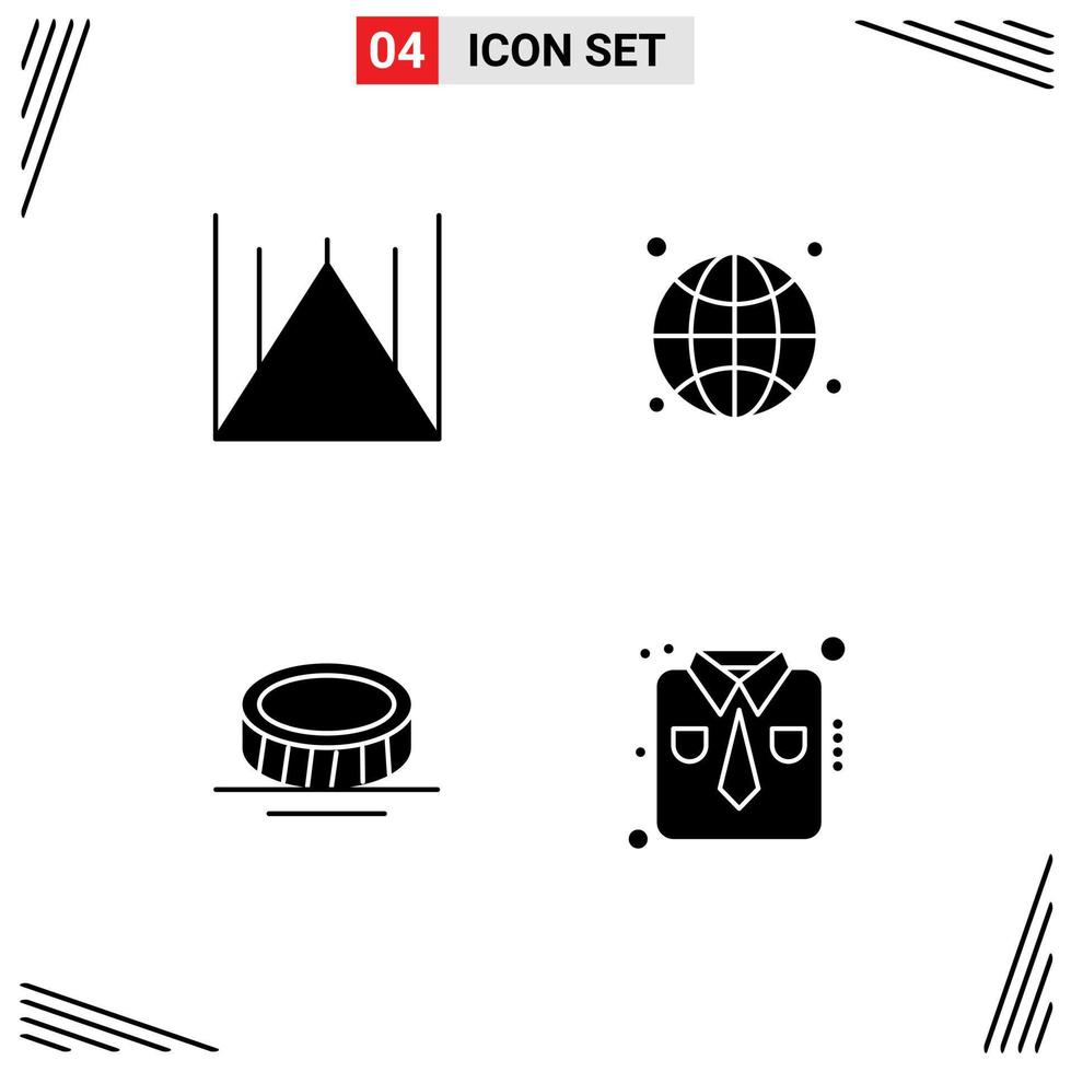 Editable Vector Line Pack of 4 Simple Solid Glyphs of islamabad coin pakistan mosque internet clothes Editable Vector Design Elements