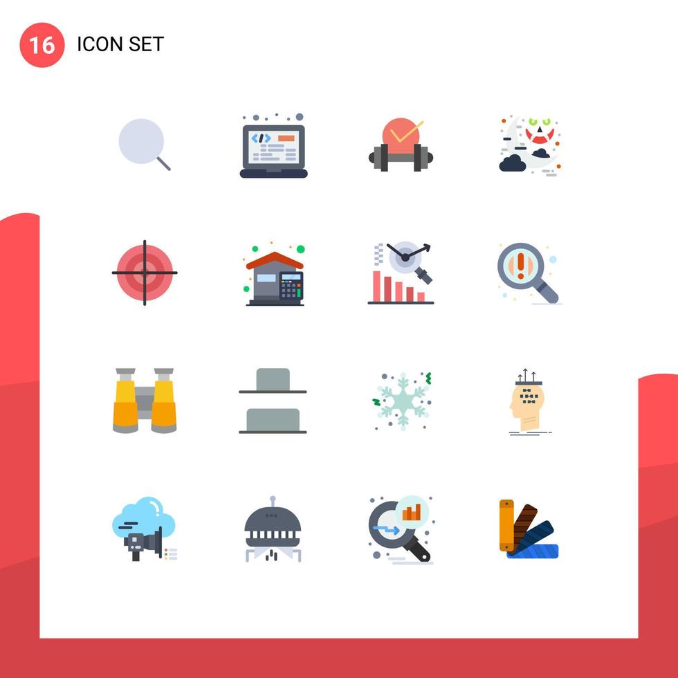 Universal Icon Symbols Group of 16 Modern Flat Colors of goal ghost dumbbell night halloween Editable Pack of Creative Vector Design Elements