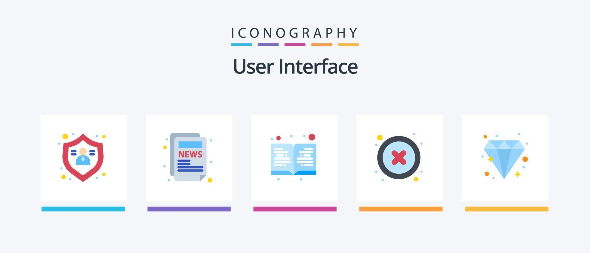 User Interface Flat 5 Icon Pack Including . diamond. education. brilliant. interface. Creative Icons Design vector