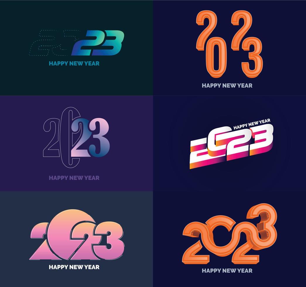 Big Set of 2023 Happy New Year logo text design 2023 number design template vector