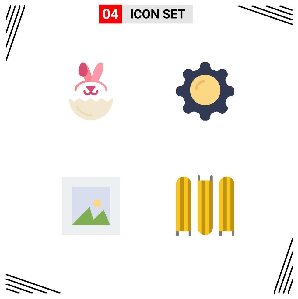 Modern Set of 4 Flat Icons Pictograph of egg layout cosmetics makeup document Editable Vector Design Elements