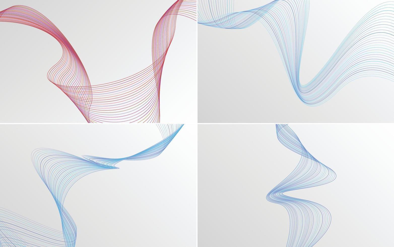 Elevate your project with this pack of 4 vector wave backgrounds