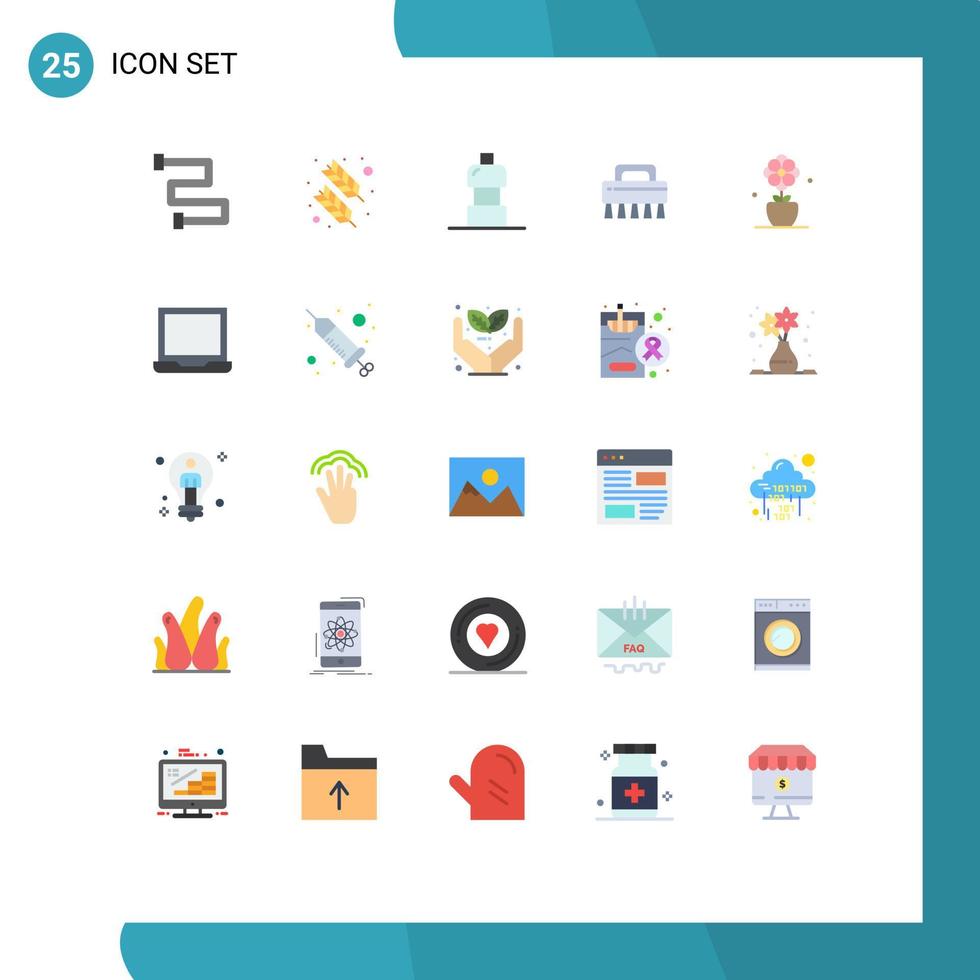 Pack of 25 creative Flat Colors of computer tulip drink present set Editable Vector Design Elements
