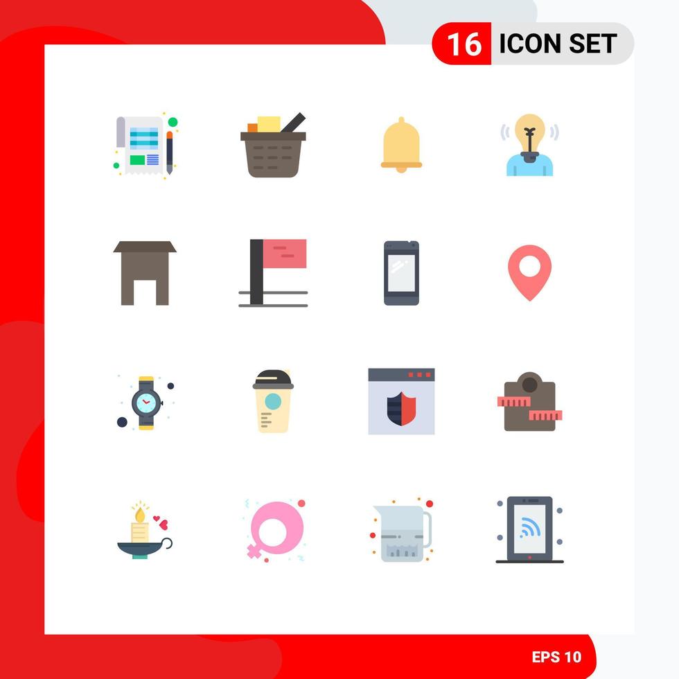 Modern Set of 16 Flat Colors and symbols such as building person alert user bulb Editable Pack of Creative Vector Design Elements