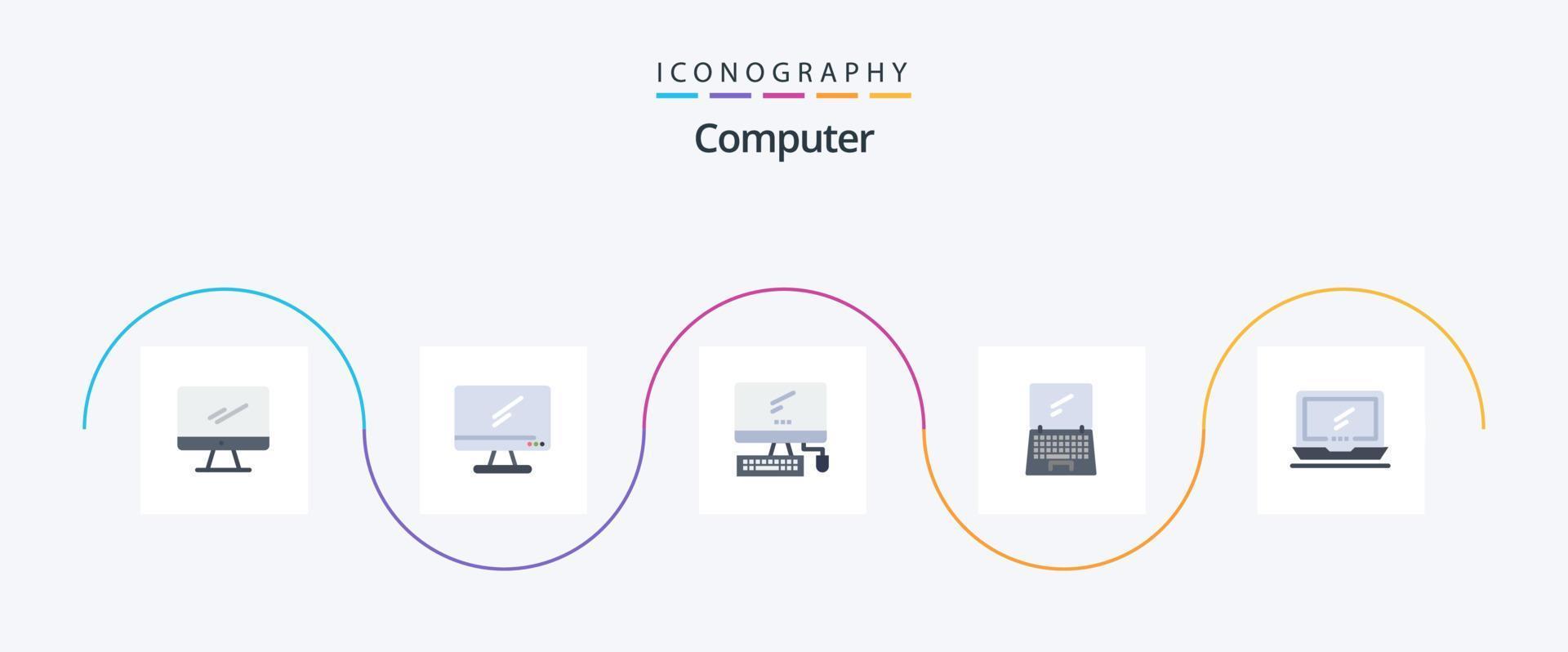 Paquete de 5 iconos planos de computadora que incluye. imac. computadora portátil. dispositivo vector