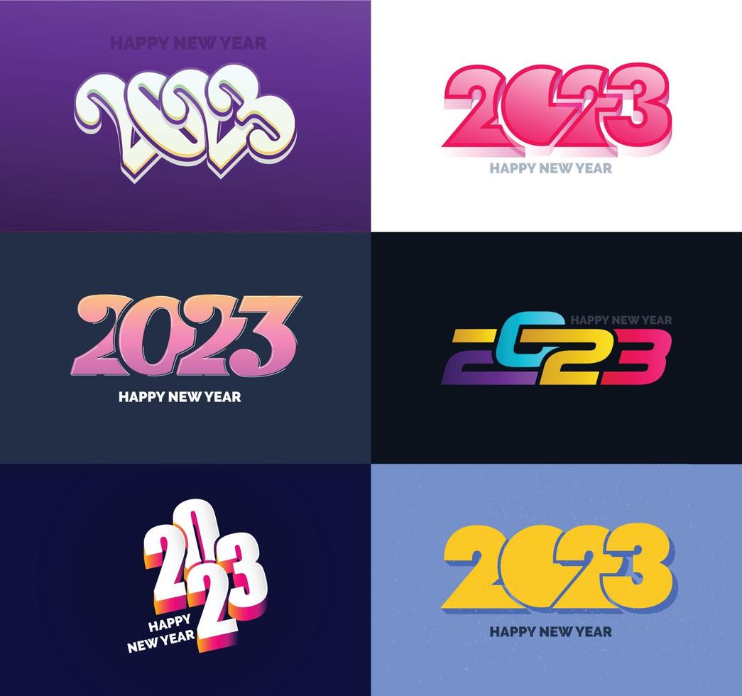 Big Collection of 2023 Happy New Year symbols Cover of business diary for 2023 with wishes vector