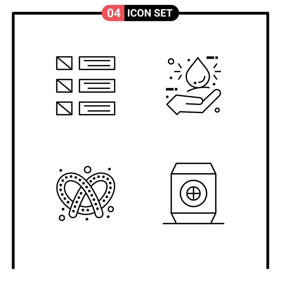 Pack of 4 Modern Filledline Flat Colors Signs and Symbols for Web Print Media such as design bake listing drop dough Editable Vector Design Elements