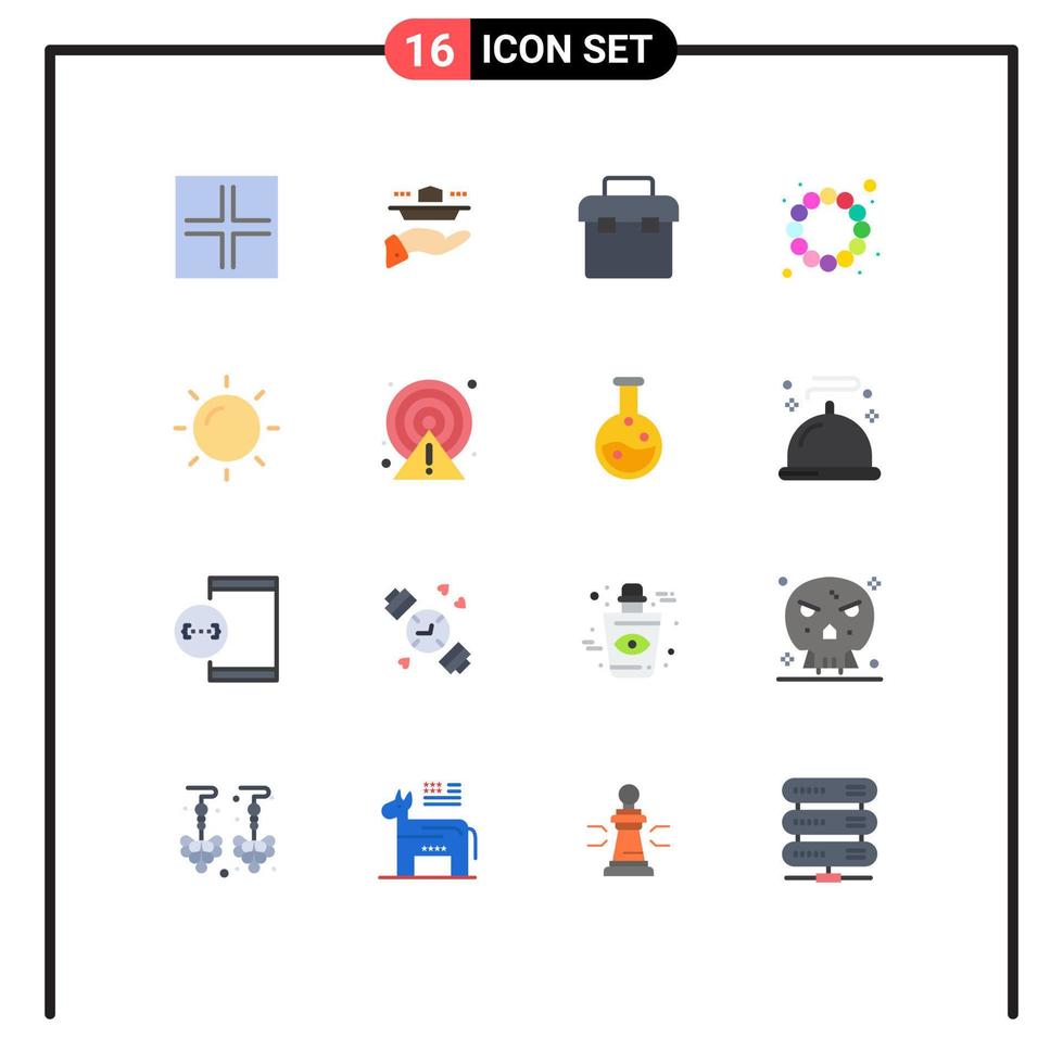 Editable Vector Line Pack of 16 Simple Flat Colors of summer costume dinner carnival toolbox Editable Pack of Creative Vector Design Elements
