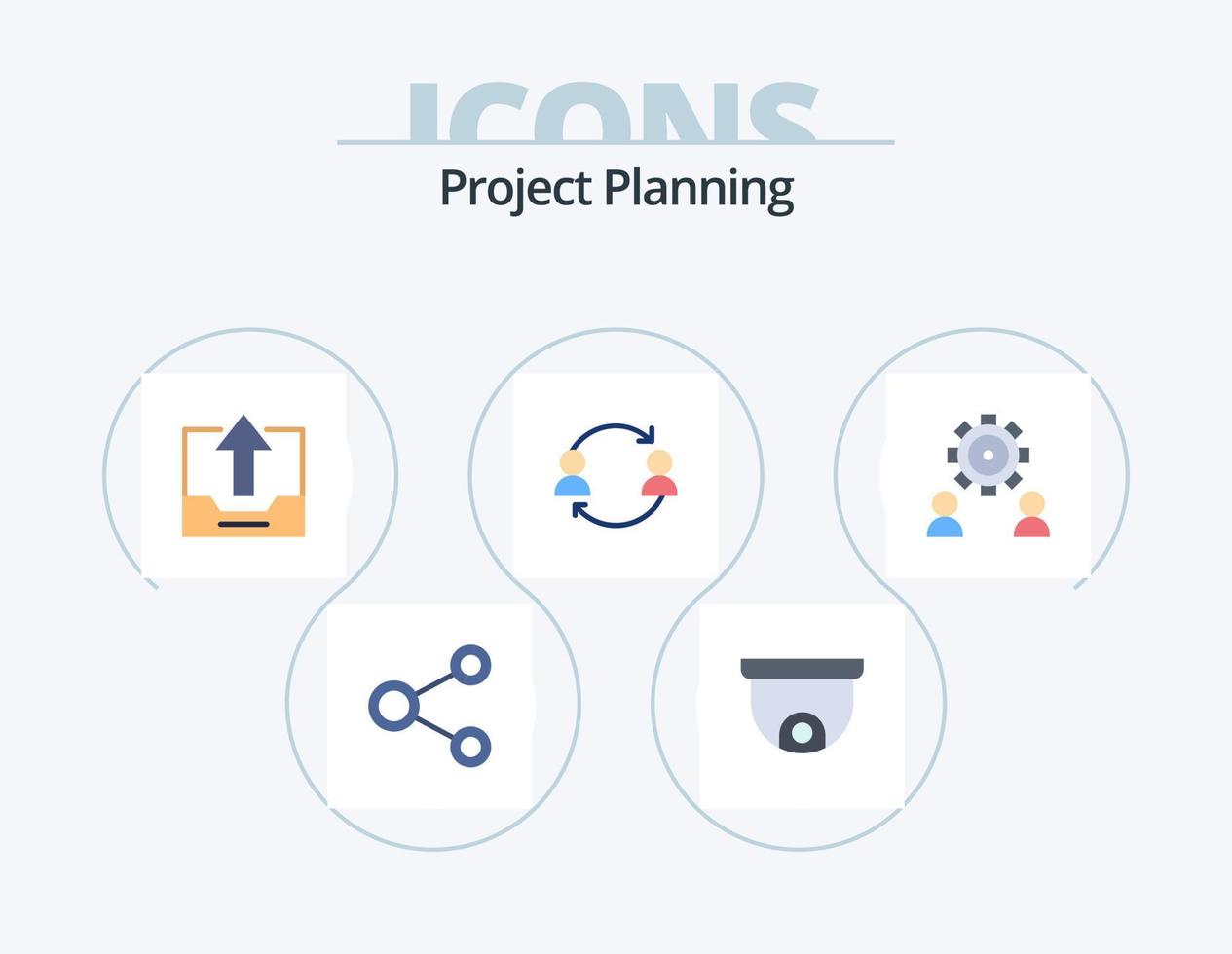 Project Planing Flat Icon Pack 5 Icon Design. user. replace. cabinet. employee. upload vector