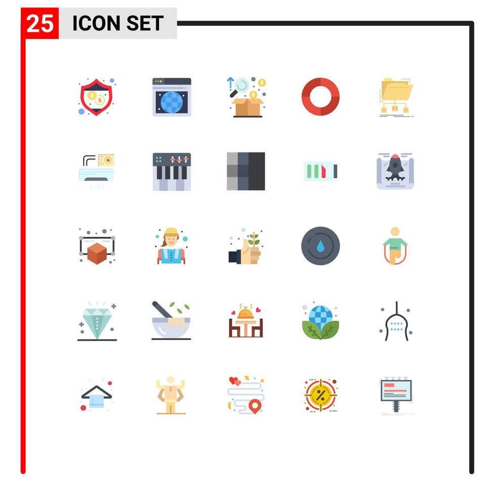 Modern Set of 25 Flat Colors Pictograph of folder data chart backup diagram Editable Vector Design Elements