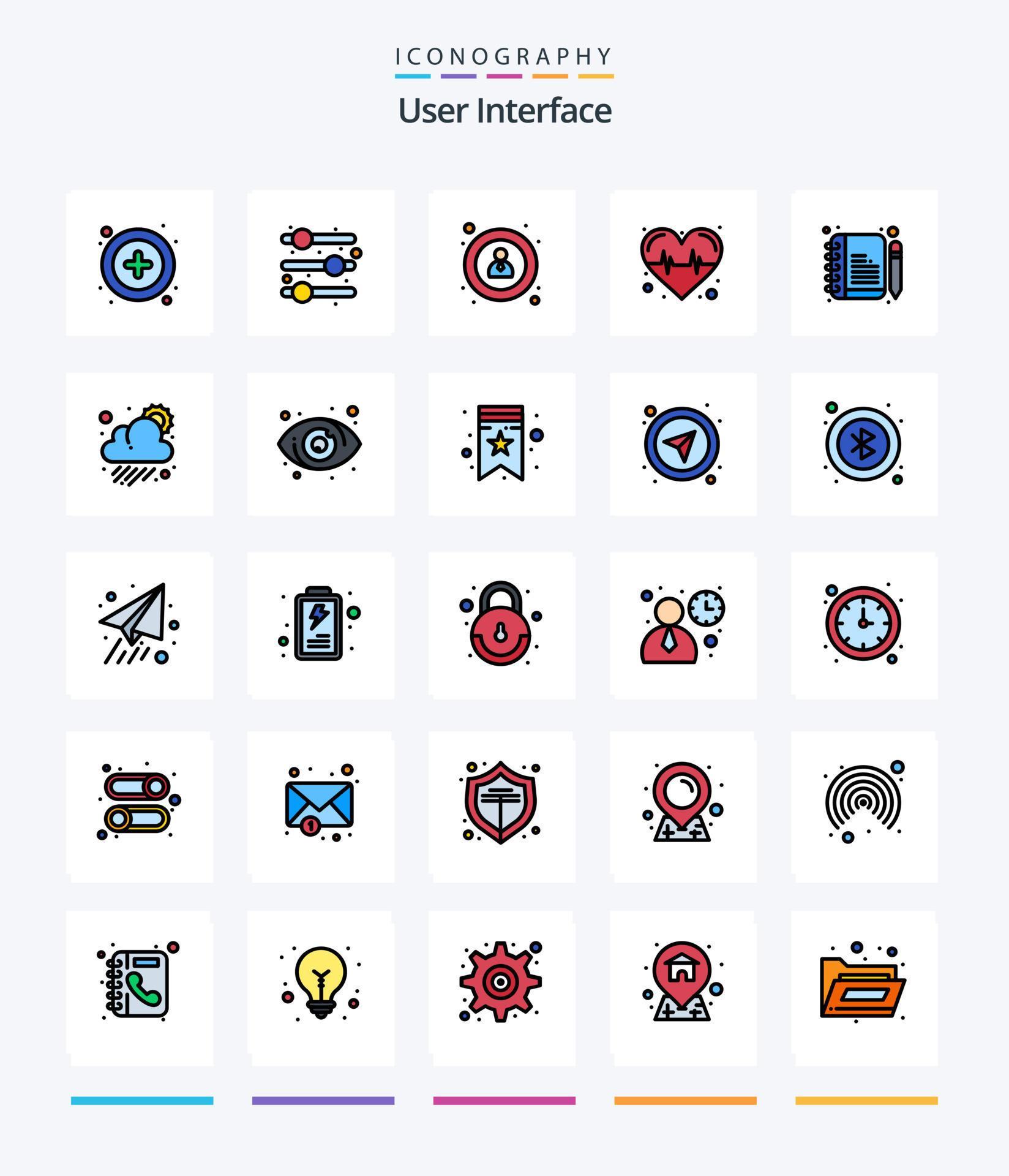 Creative User Interface 25 Line FIlled icon pack Such As weather ...