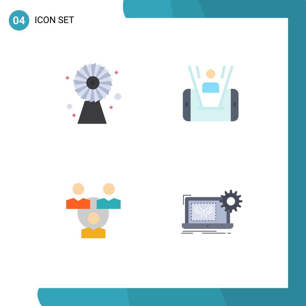 4 Flat Icon concept for Websites Mobile and Apps buildings meeting technology man communication Editable Vector Design Elements