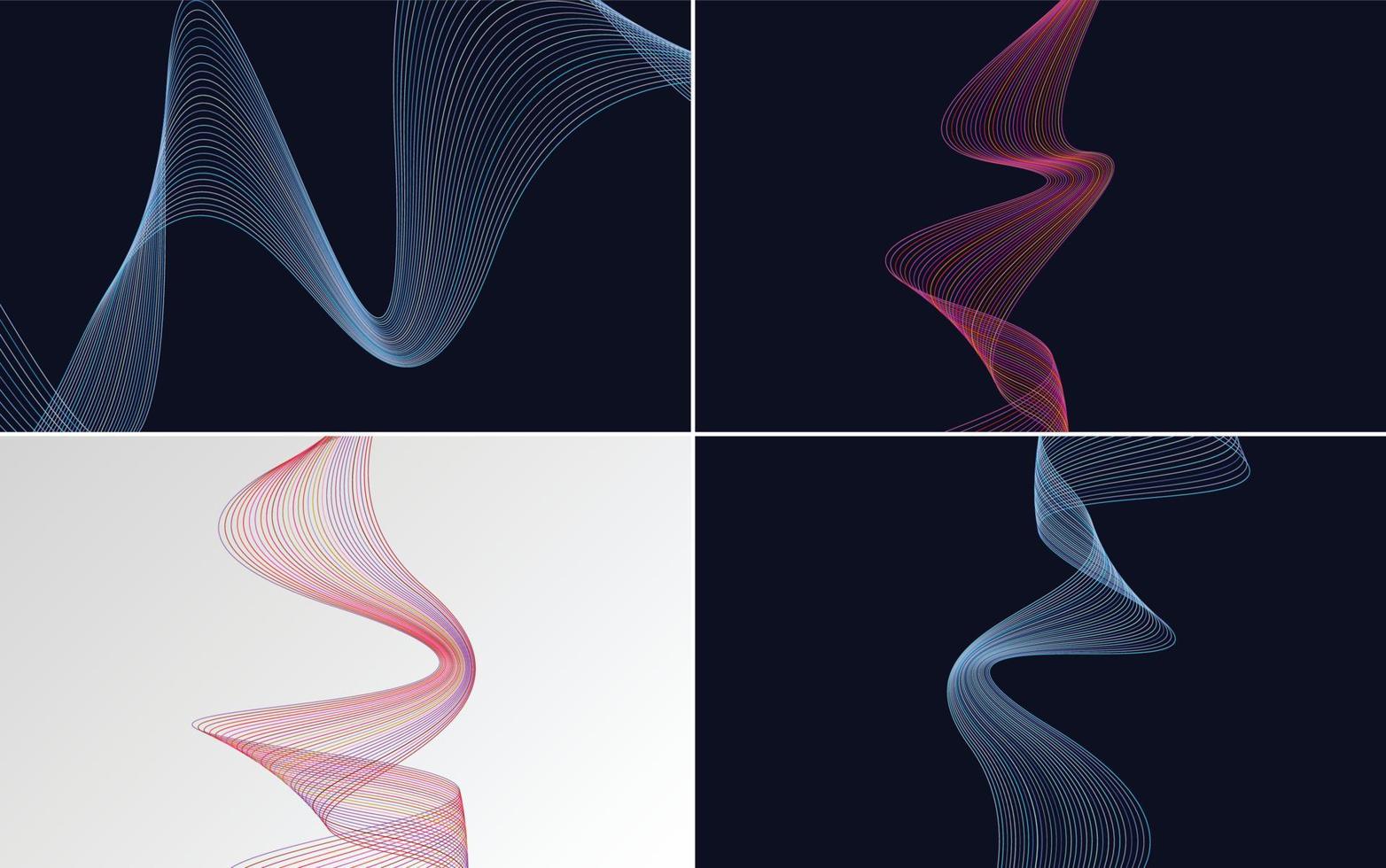 Add a modern flair to your project with this set of 4 vector wave backgrounds