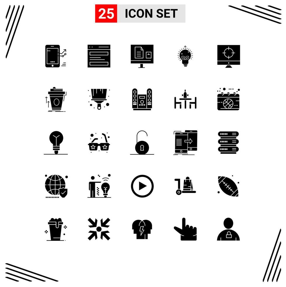 Modern Set of 25 Solid Glyphs Pictograph of bulb success interface school learn Editable Vector Design Elements