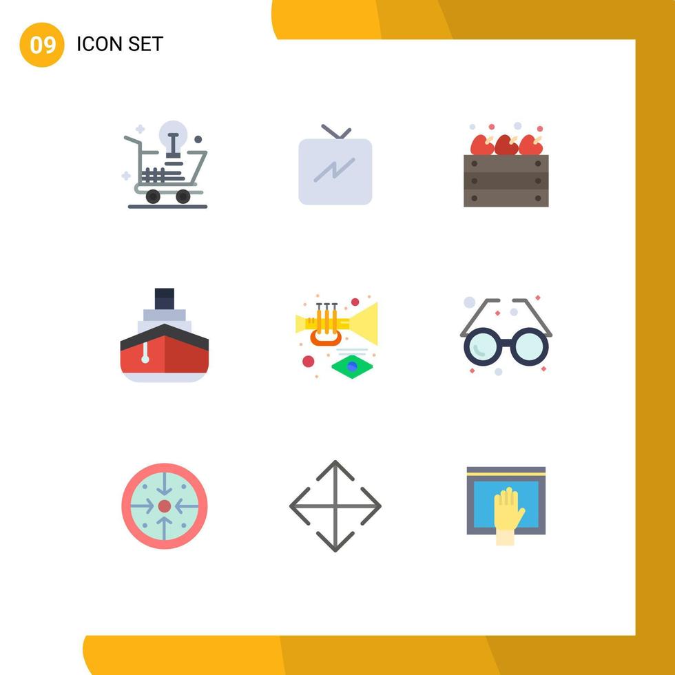 Set of 9 Modern UI Icons Symbols Signs for instrument transportation agriculture transport cruise Editable Vector Design Elements