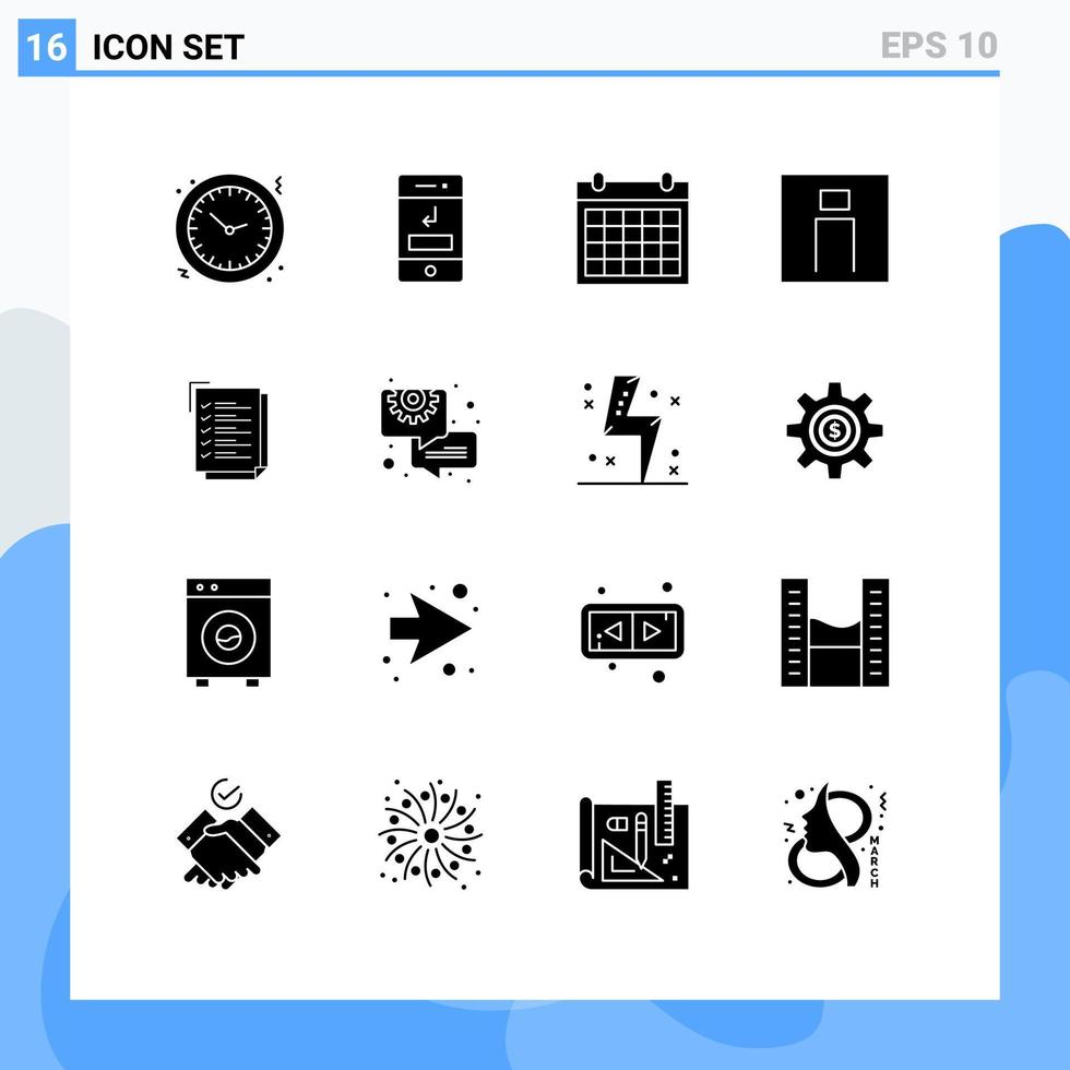 Universal Icon Symbols Group of 16 Modern Solid Glyphs of men human phone date contact Editable Vector Design Elements