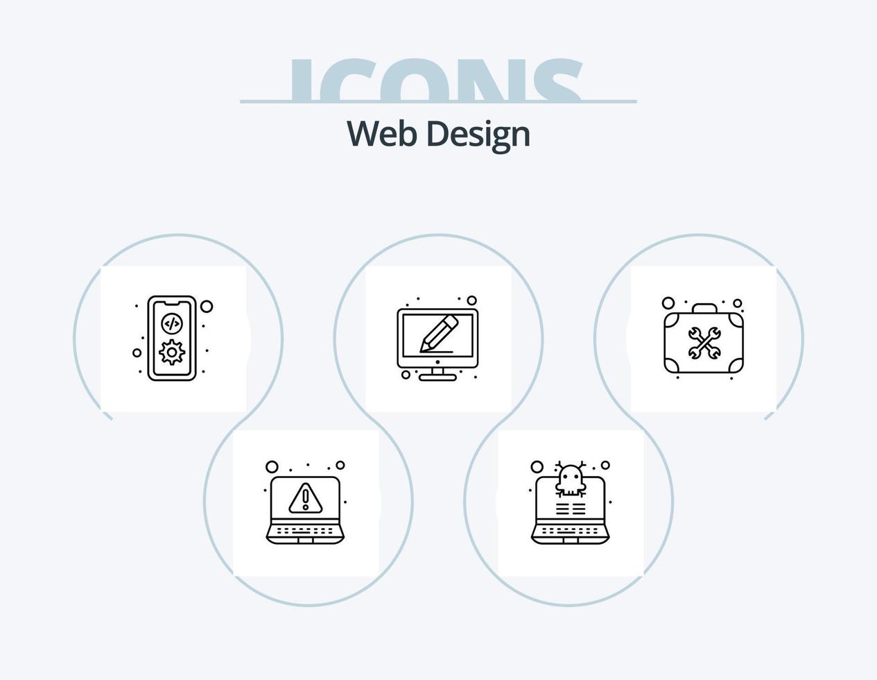 Web Design Line Icon Pack 5 Icon Design. landing. web. app. photo. web vector