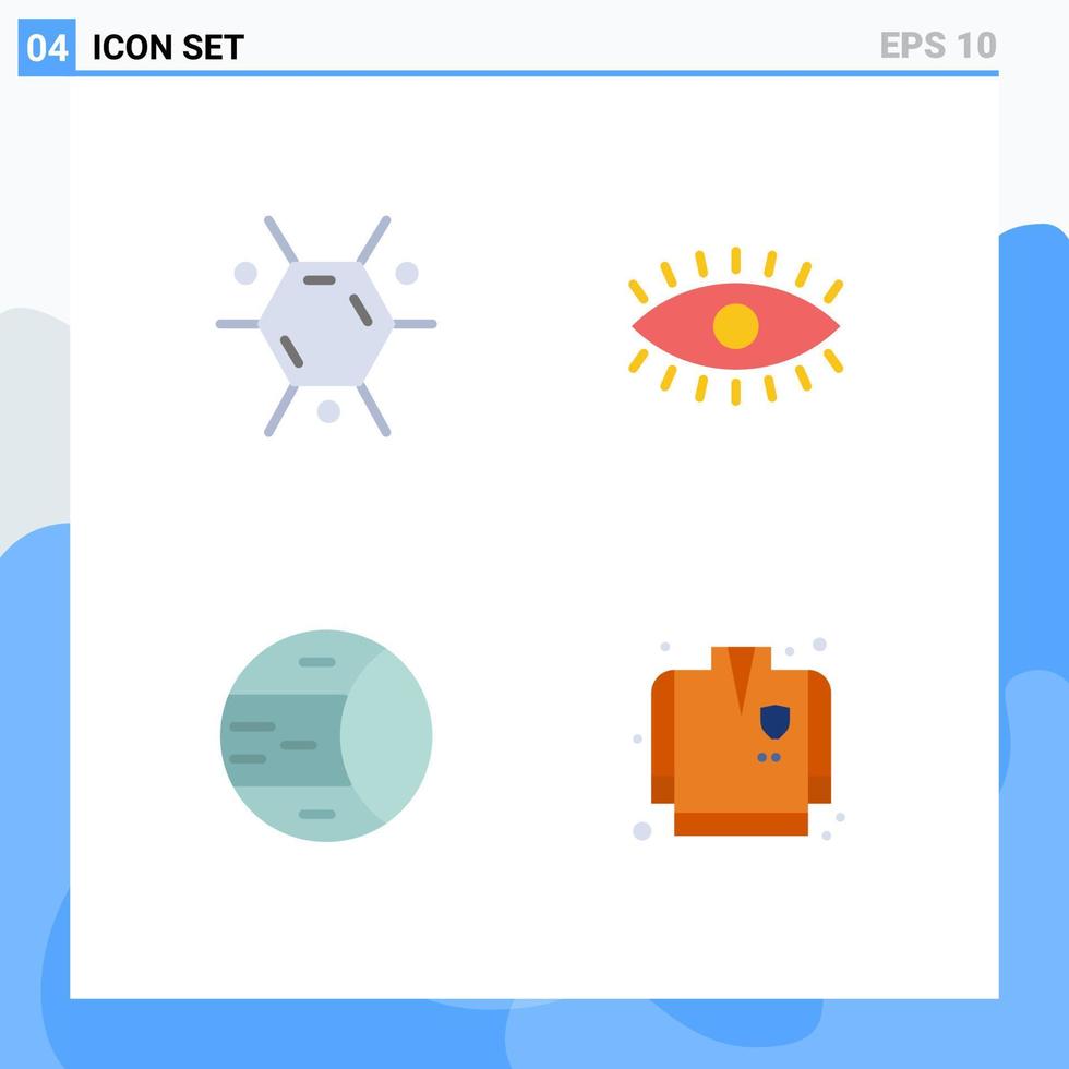 User Interface Pack of 4 Basic Flat Icons of biology space eye design fire fighting Editable Vector Design Elements