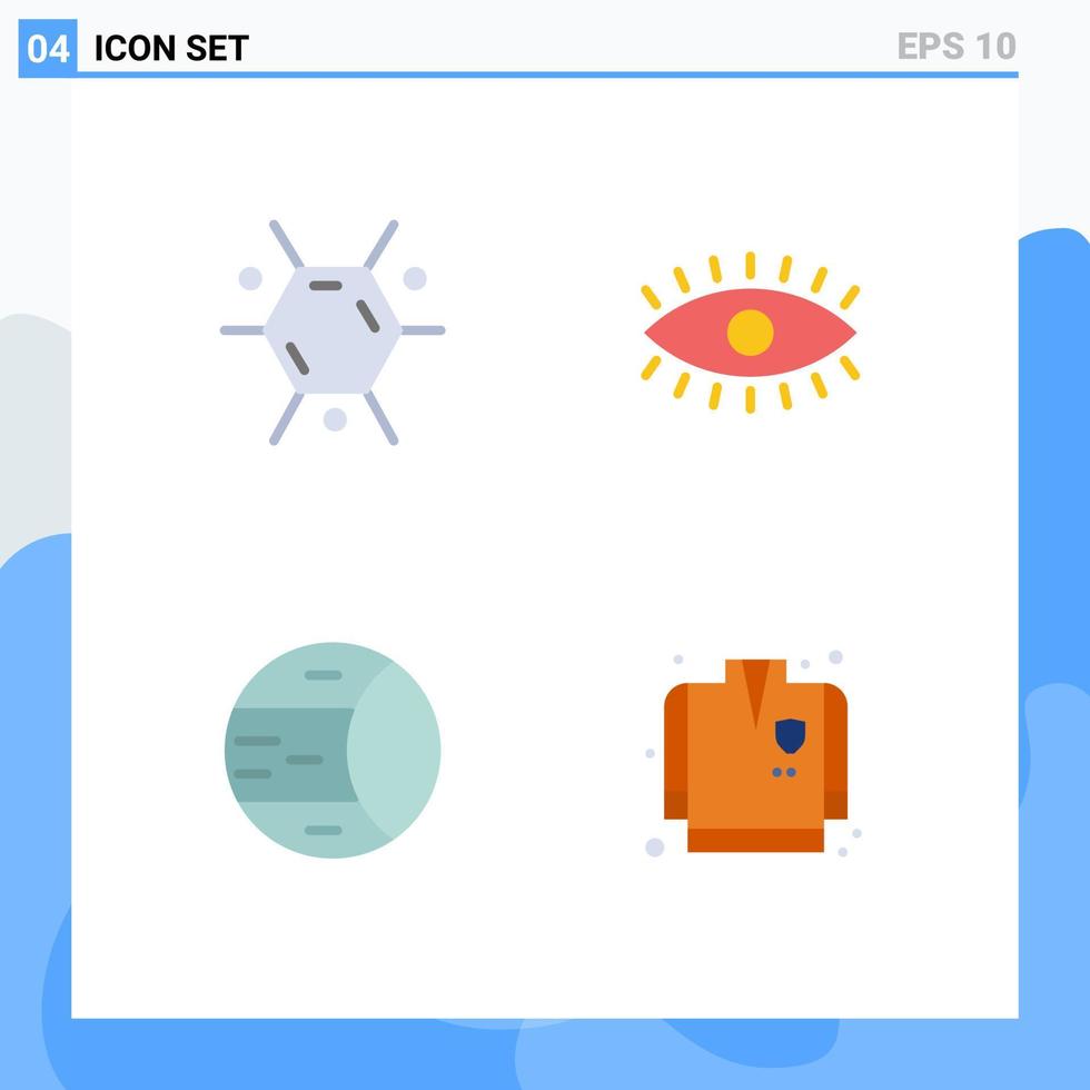 paquete de interfaz de usuario de 4 iconos planos básicos de biología espacio diseño de ojos extinción de incendios elementos de diseño vectorial editables vector