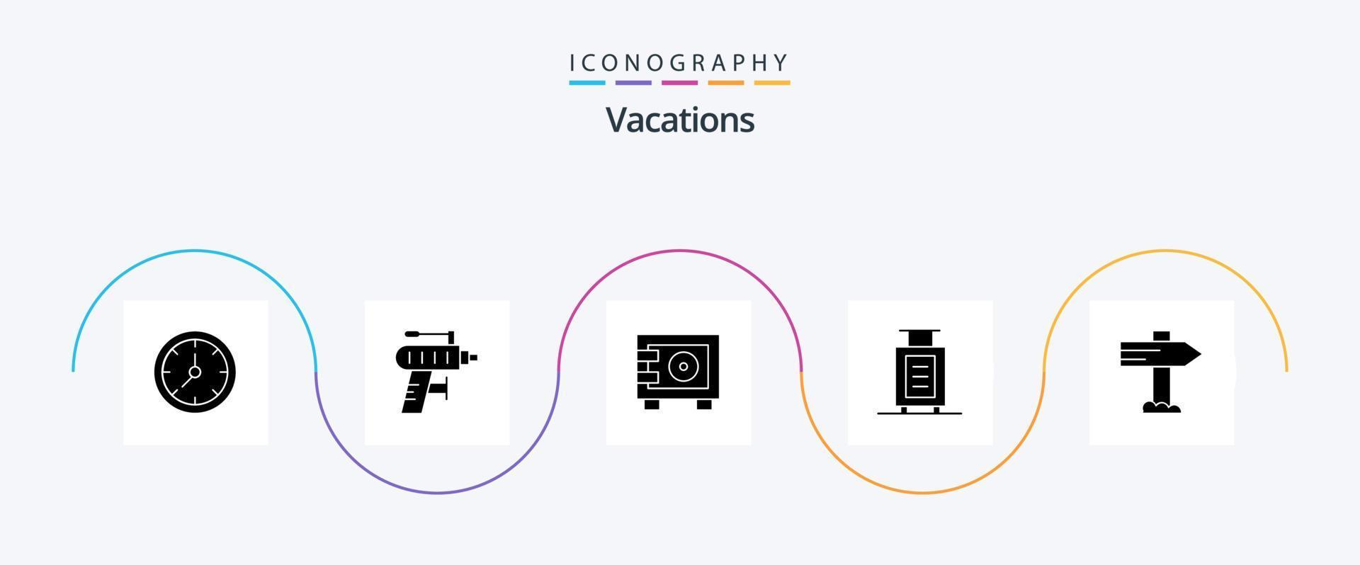 Vacations Glyph 5 Icon Pack Including briefcase . tool . locker. money vector