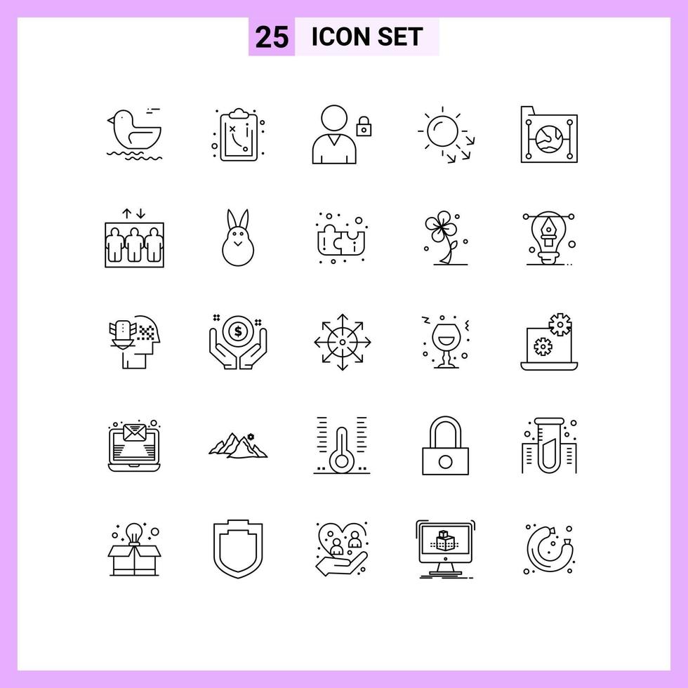 Pictogram Set of 25 Simple Lines of network document user data skin care Editable Vector Design Elements