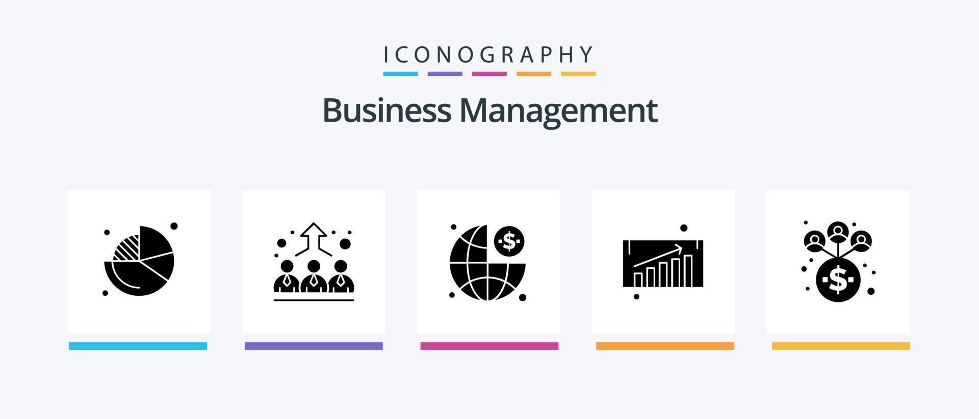 Business Management Glyph 5 Icon Pack Including network. business. business. sales. business growth. Creative Icons Design vector