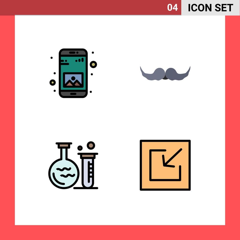 Set of 4 Modern UI Icons Symbols Signs for app tube mobile movember lab Editable Vector Design Elements