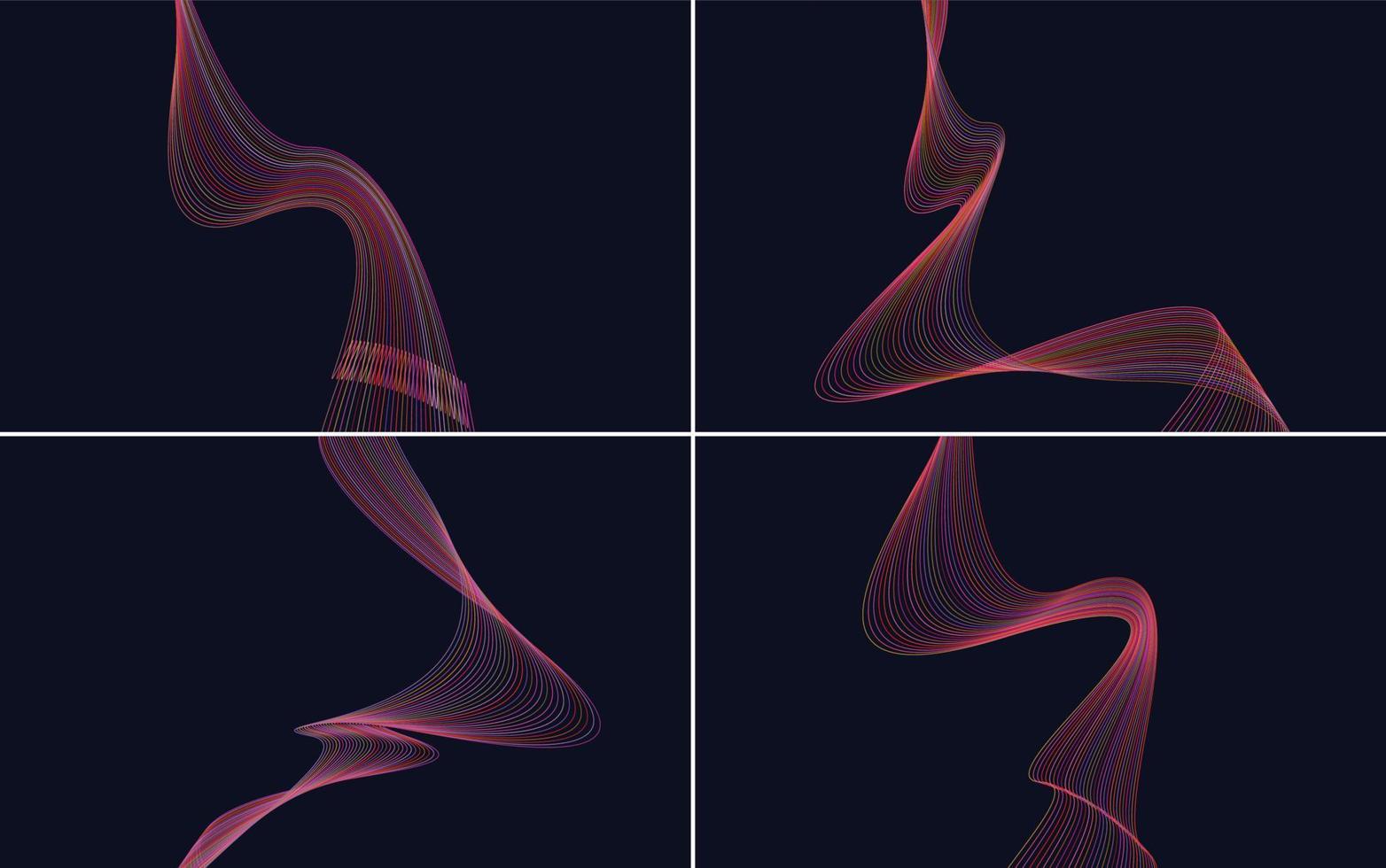 Our pack of 4 vector backgrounds includes waving lines and geometric patterns