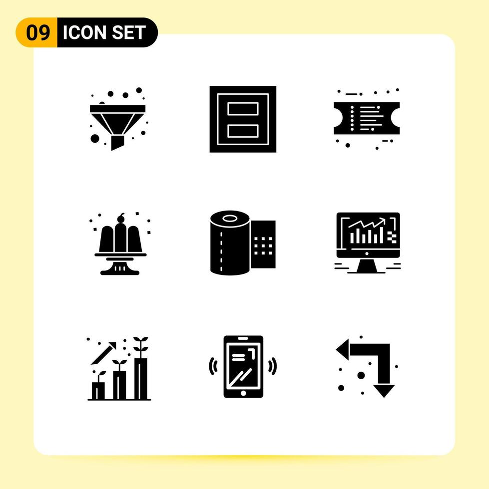 Set of 9 Modern UI Icons Symbols Signs for toilet bathroom ecommerce party cake Editable Vector Design Elements