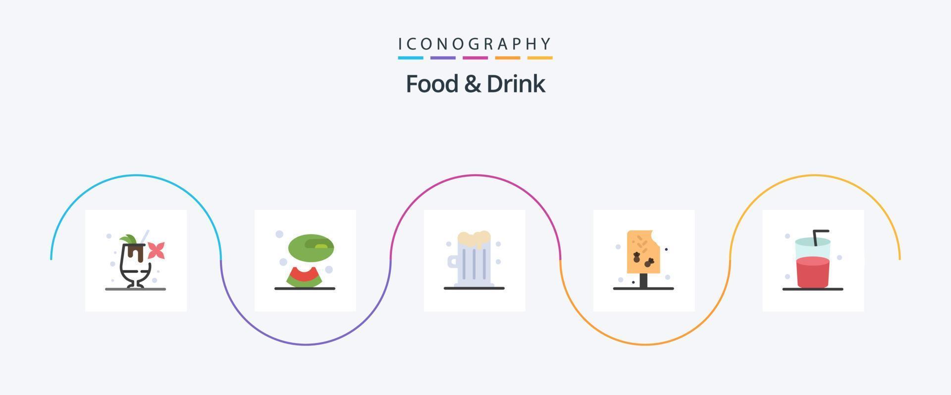 Paquete de 5 íconos planos de comida y bebida que incluye vidrio. alimento. cerveza. beber. hielo vector