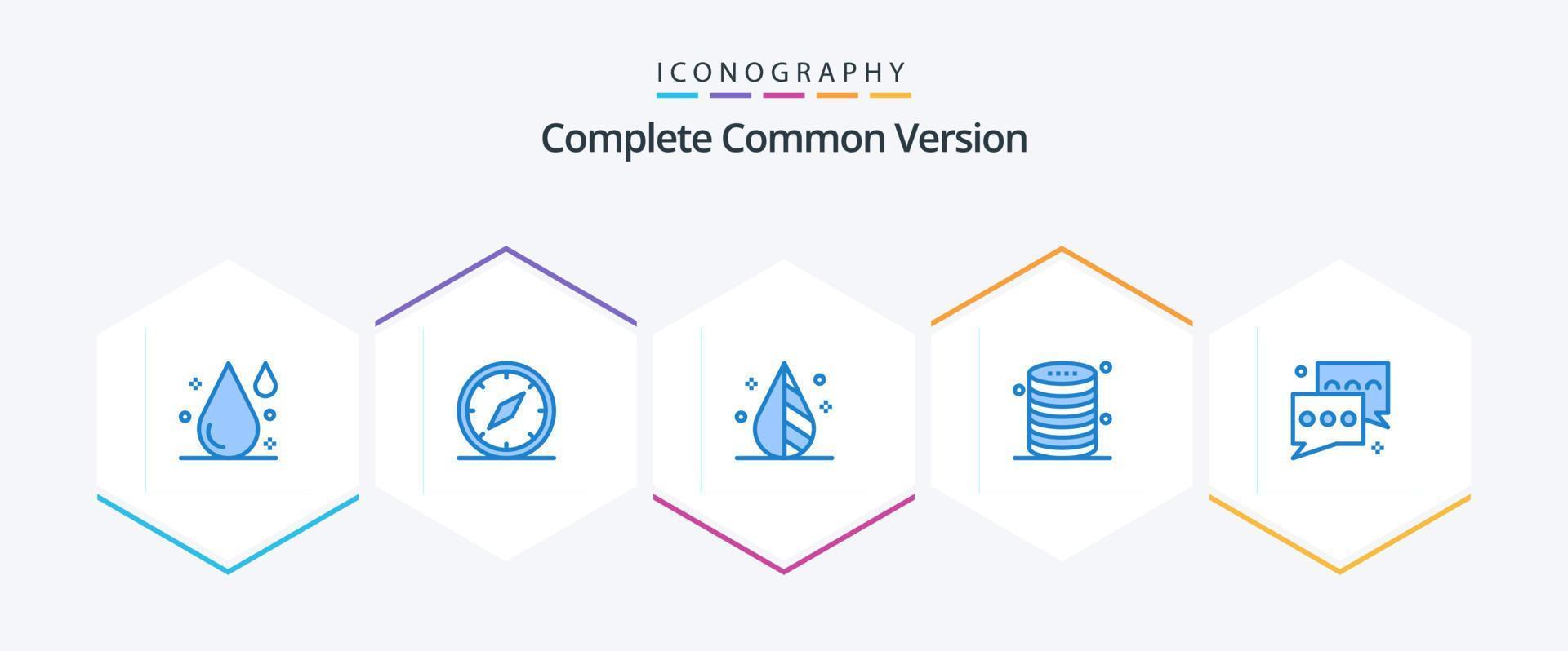 Complete Common Version 25 Blue icon pack including storage. database. navigation. data. tool vector