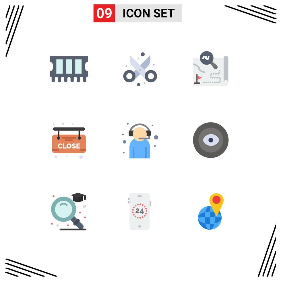 Set of 9 Modern UI Icons Symbols Signs for customer close destination board search Editable Vector Design Elements