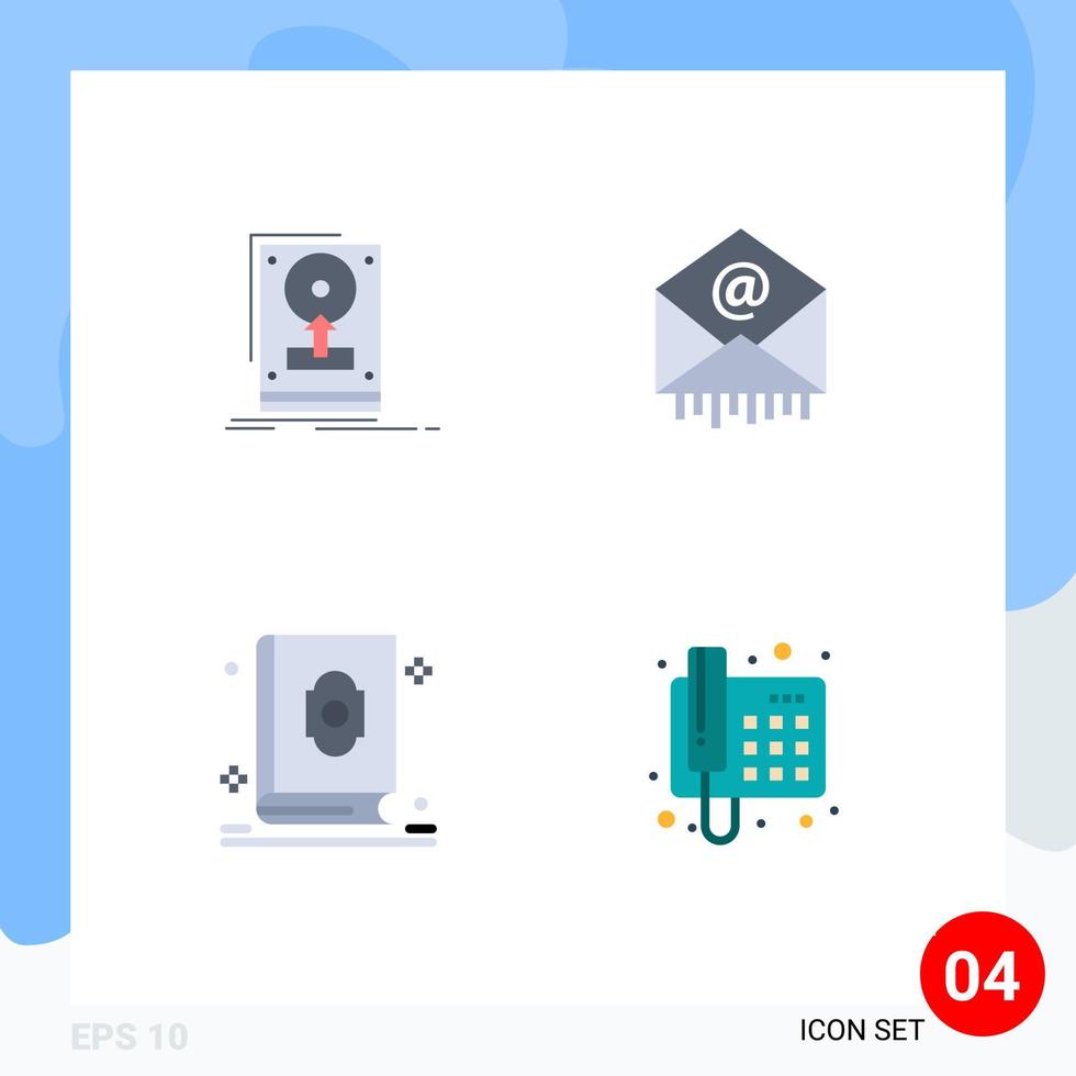 Set of 4 Modern UI Icons Symbols Signs for install quran save mail holy Editable Vector Design Elements