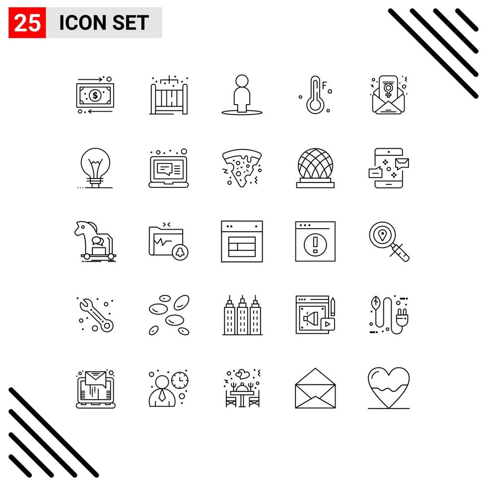 paquete de iconos de vector de stock de 25 signos y símbolos de línea para innovación correo electrónico personas mujeres día clima elementos de diseño vectorial editables