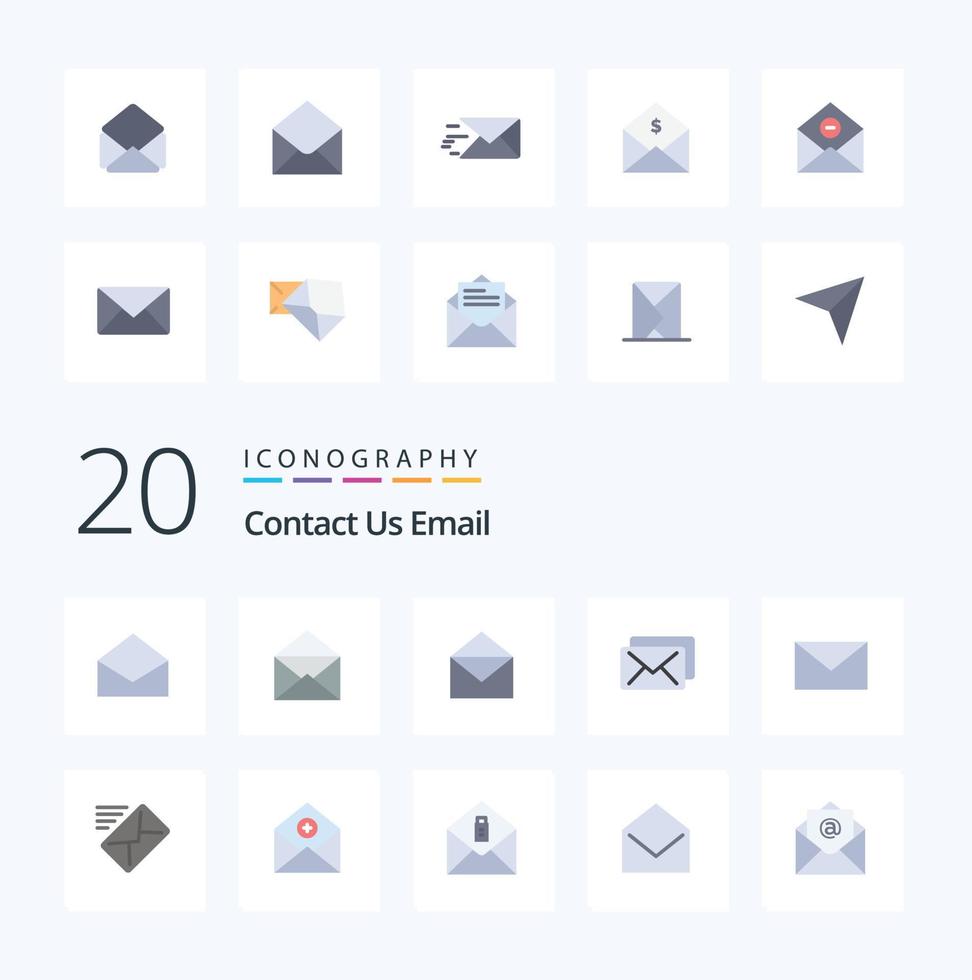 20 Email Flat Color icon Pack like email mail email email mail vector