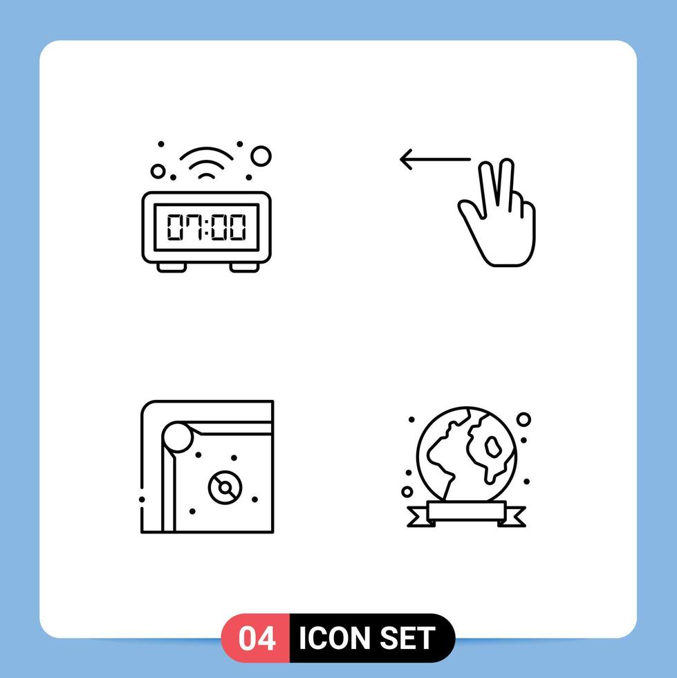 Universal Icon Symbols Group of 4 Modern Filledline Flat Colors of clock game watch left badge Editable Vector Design Elements