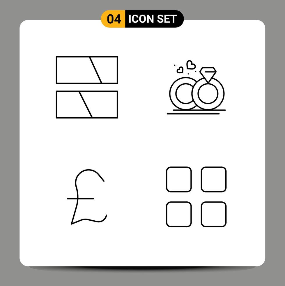 Pictogram Set of 4 Simple Filledline Flat Colors of editing coin layout wedding calc Editable Vector Design Elements